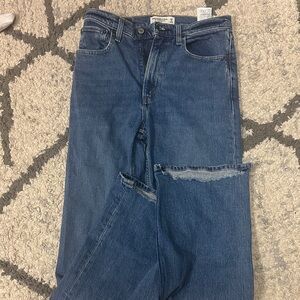 Abercrombie & Fitch High Rise Distressed Blue Jeans